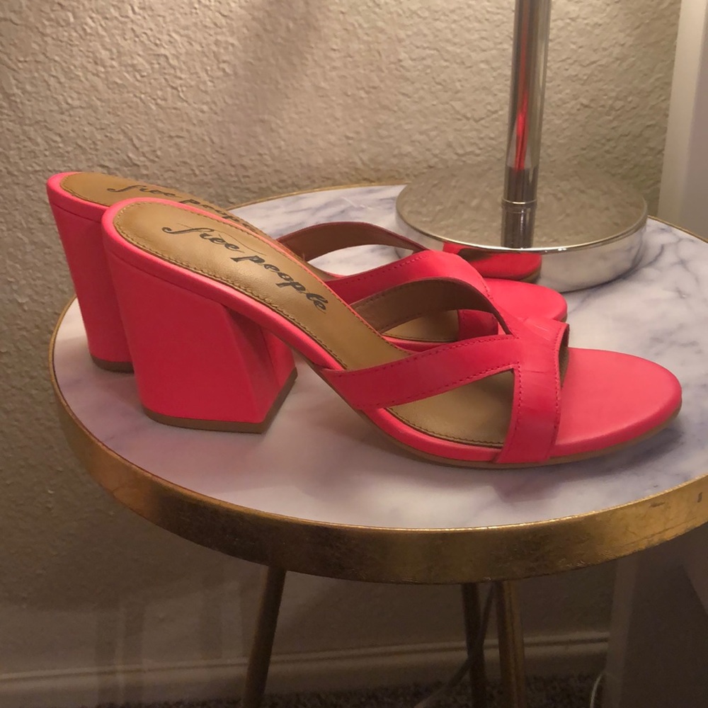 Free people Hot pink sandals heels.